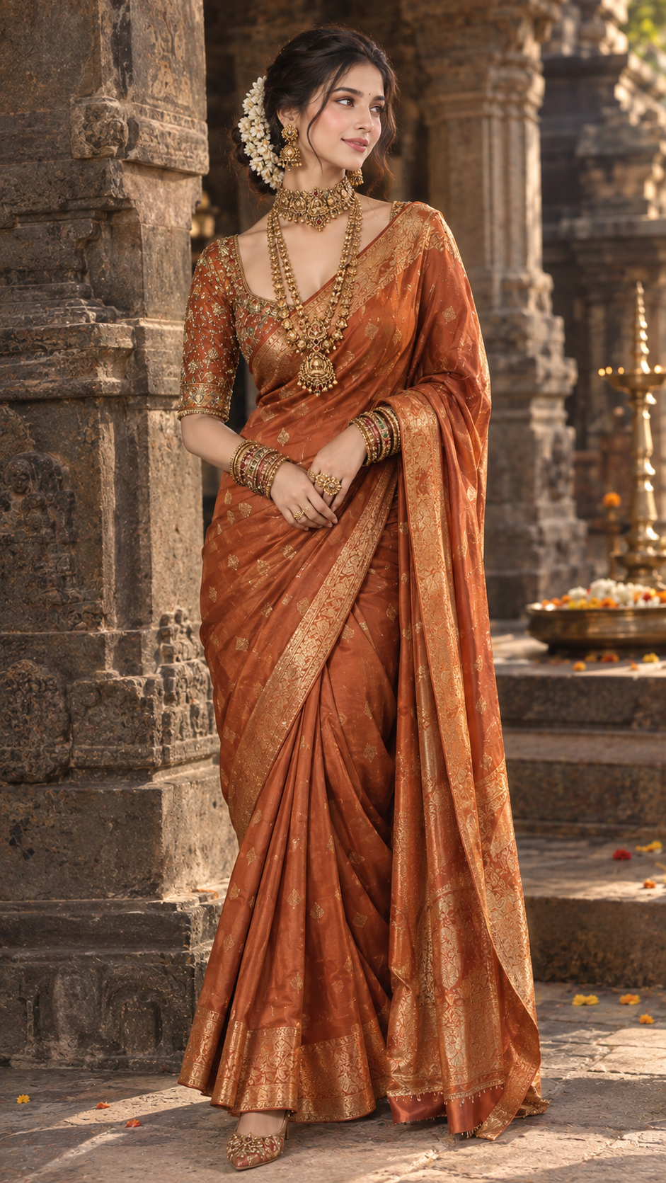 indian wedding bridal saree, burnt orange bridal saree, wedding saree ideas, classy wedding sarees