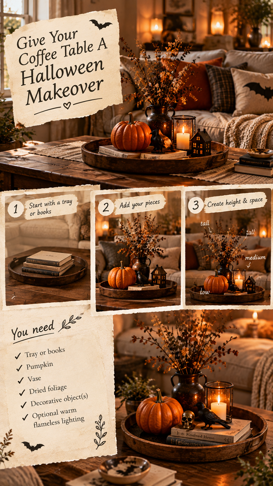 table halloween decorations, simple halloween table decorations, halloween treat table ideas
