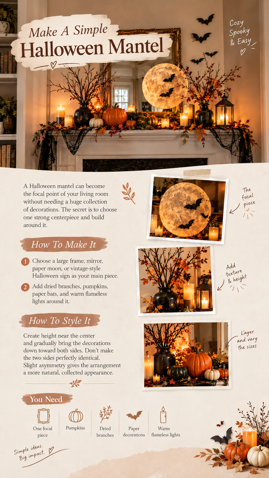 halloween mantel decor, fall mantel decor
