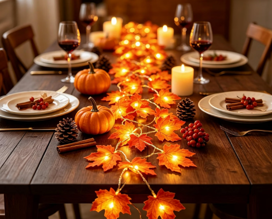 autumn String Lights Indoor Outdoor Thanksgiving Decorations, maple leaf string light
