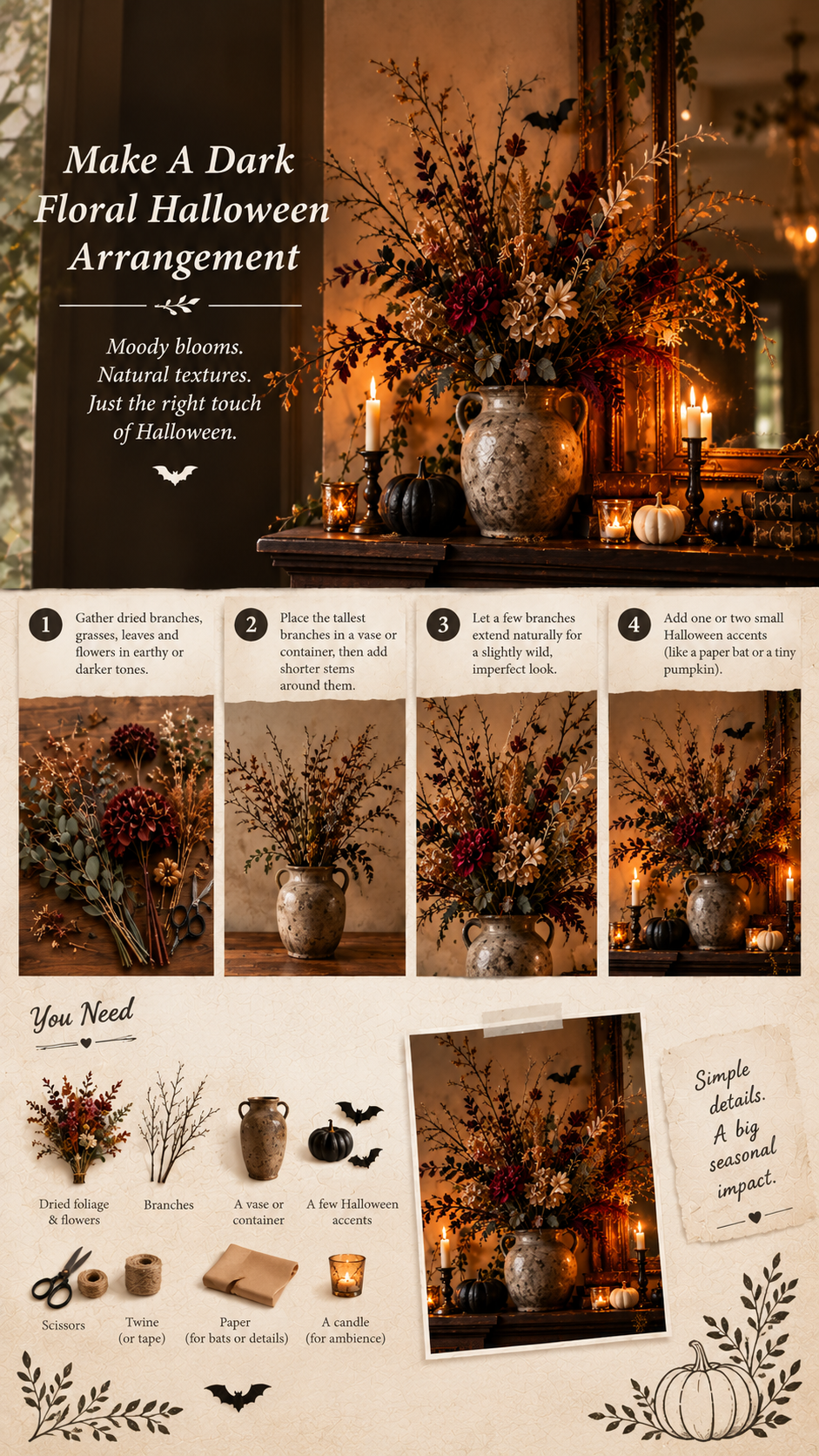 halloween floral arrangement, halloween floral bouquet, halloween florals