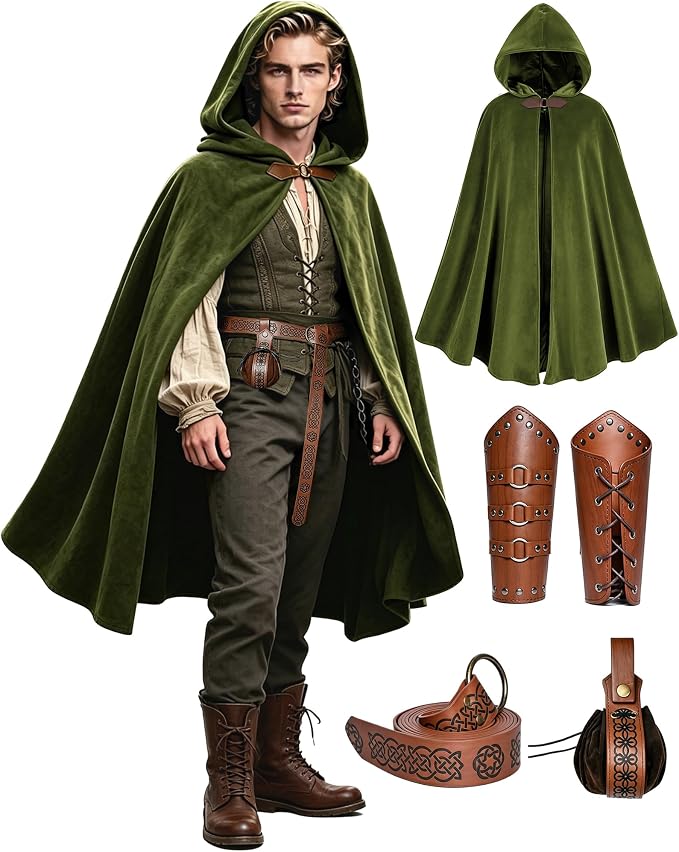 renaissance cloak set for men and women, halloween costume ideas, cosplay outfits
