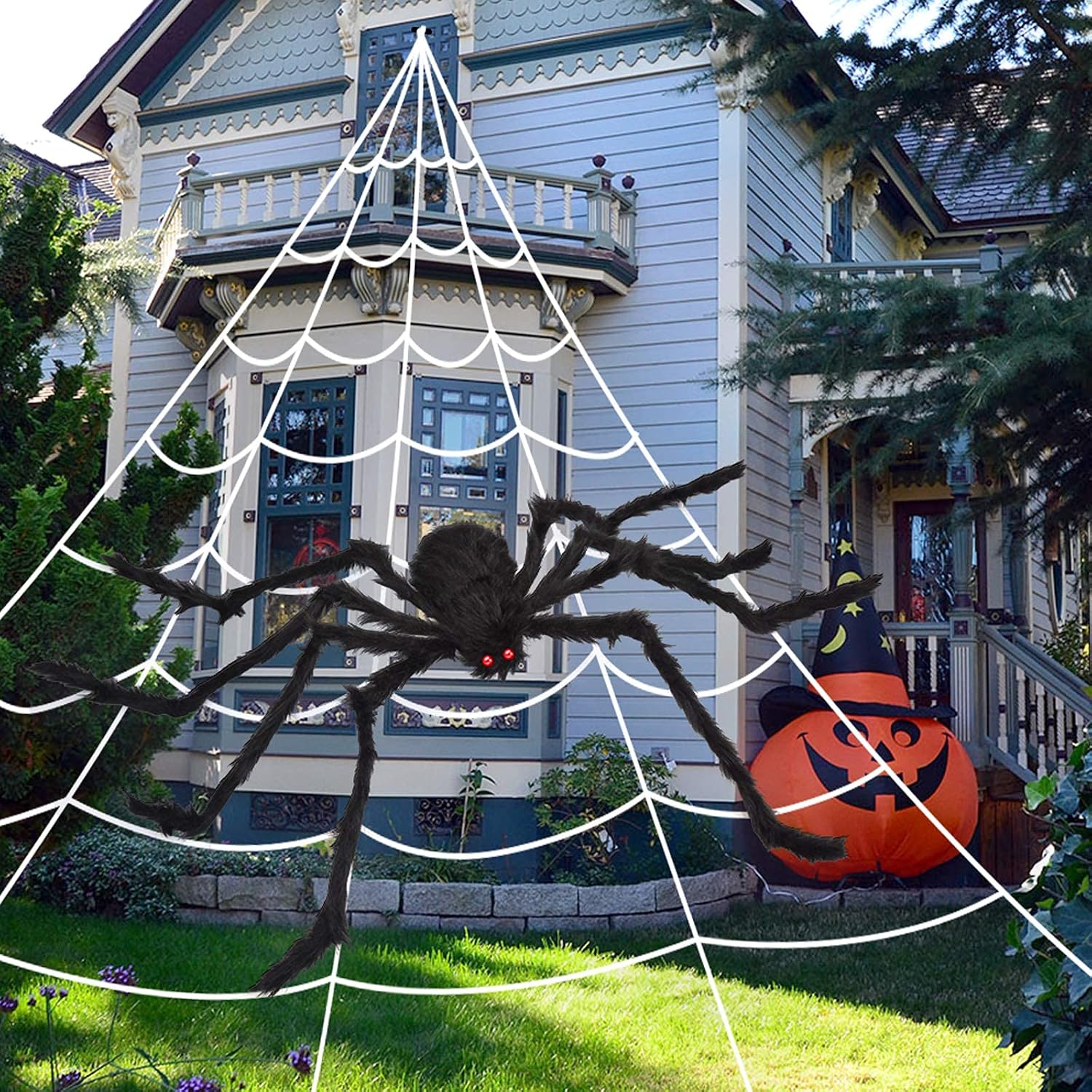 Halloween Decorations Outdoor/Indoor, Yard/Home/Costumes Parties/Haunted House Décor, Triangular Huge Spiders Web