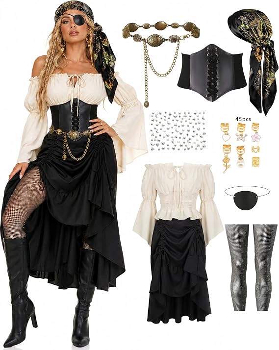 halloween pirate costume for women/ teen girls/ cosplay outfit/pirate costume