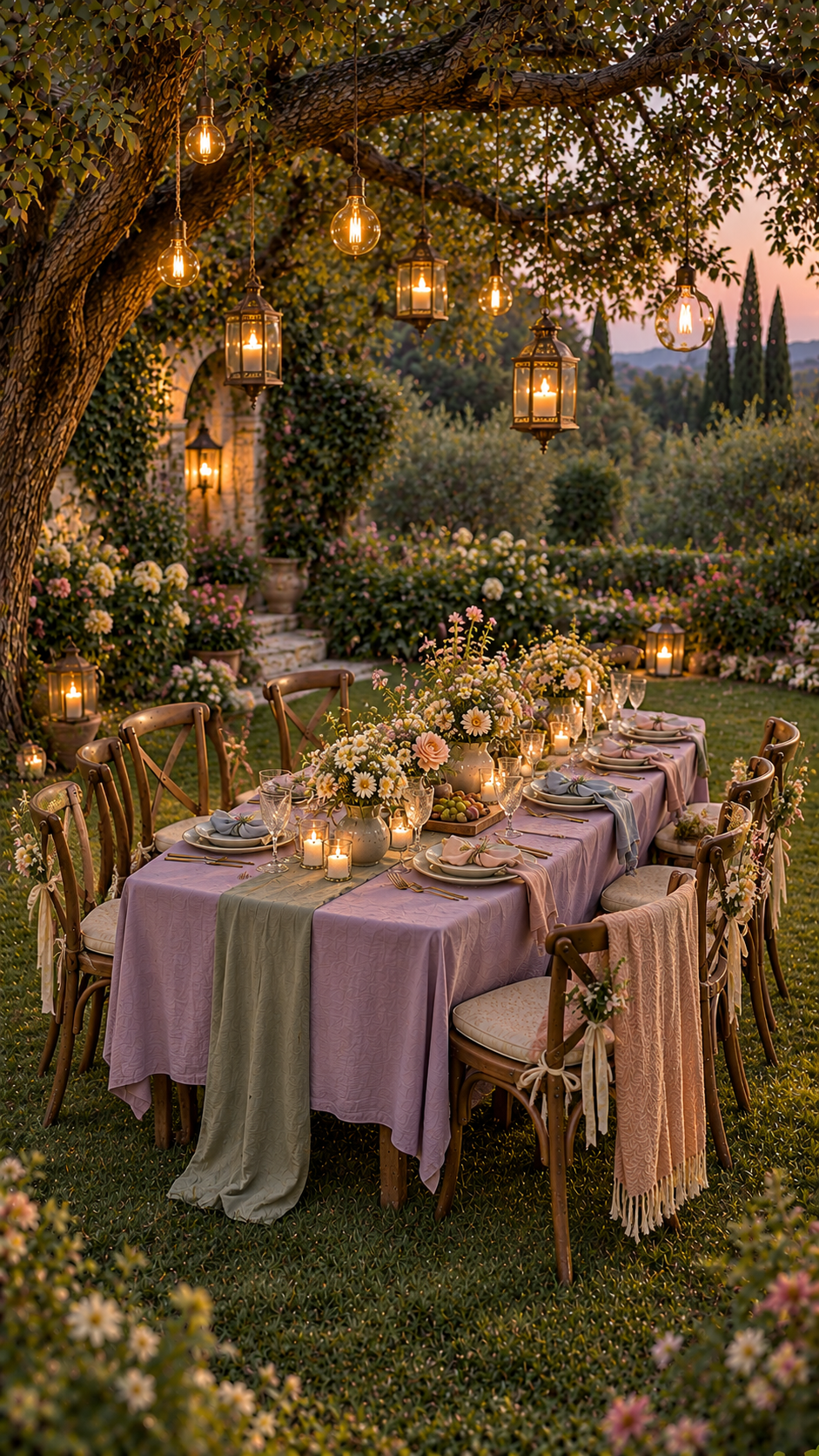 christmas long table decorations, family dinner table decoration ideas