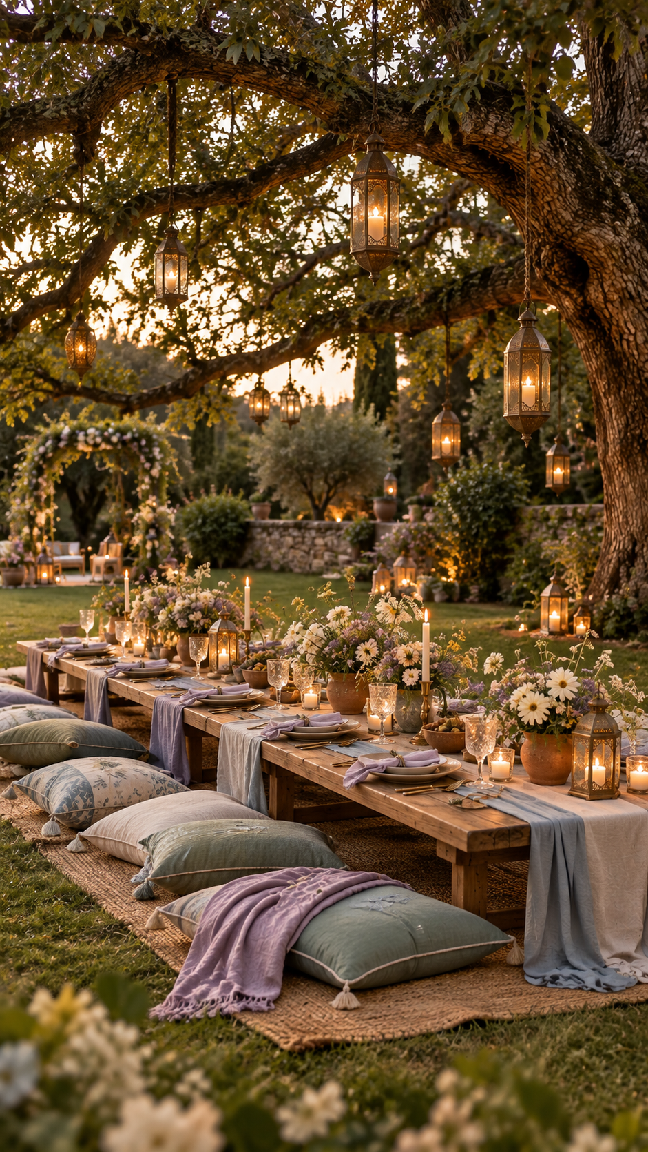 outdoor dinner party ideas, elegant backyard dinner party, family reunion backyard dinner party