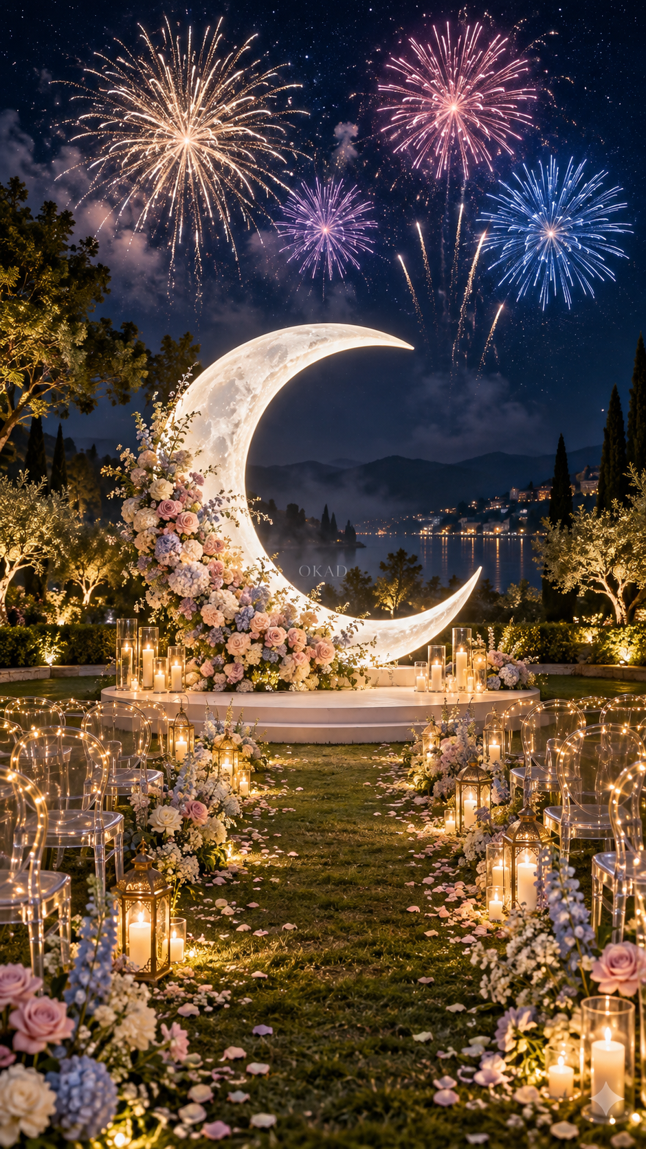 magical wedding, fairytale wedding decor, romantic wedding decor, moon wedding theme