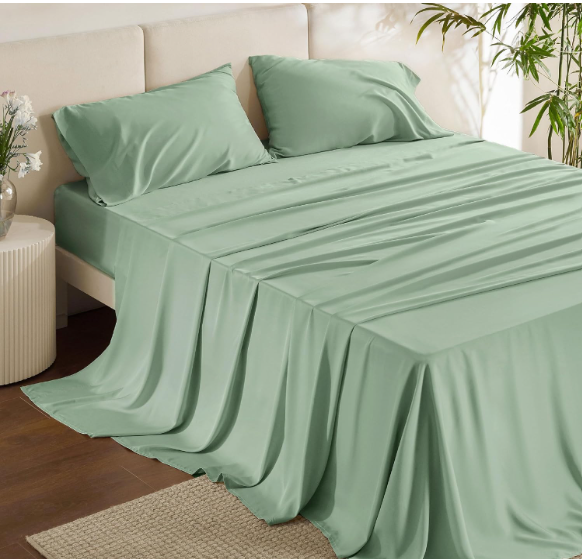 PureWoven 100% Rayon Derived from Bamboo, King Size Sheets Set, bedsheet set, luxury sheets set, bedding set