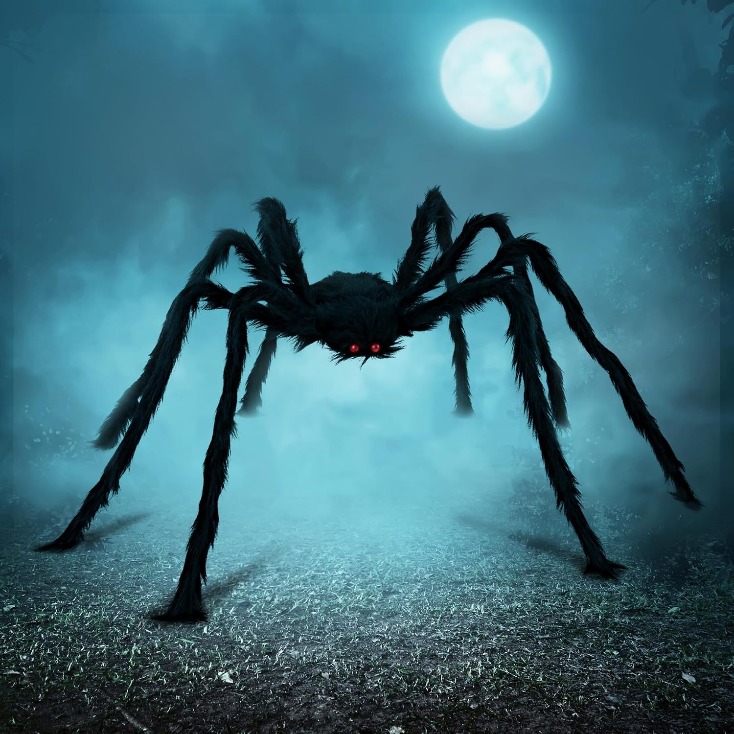 Halloween Outdoor Decorations Giant Spider, 5 Ft Large Spider for Yard Lawn Garden Patio Scary Halloween Outside Decor, Indoor Haunted House Prop and Home Party Decor